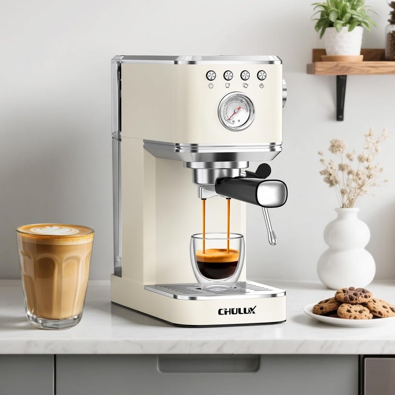 CHULUX Slim 2026 Upgrade Espresso Machine with Milk Frother Steam Wand, 20 Bar Professional Italian Pump Espresso Coffee Machine for Home Cappuccino & Latte Maker, Stainless Steel, Creamy - Image 5